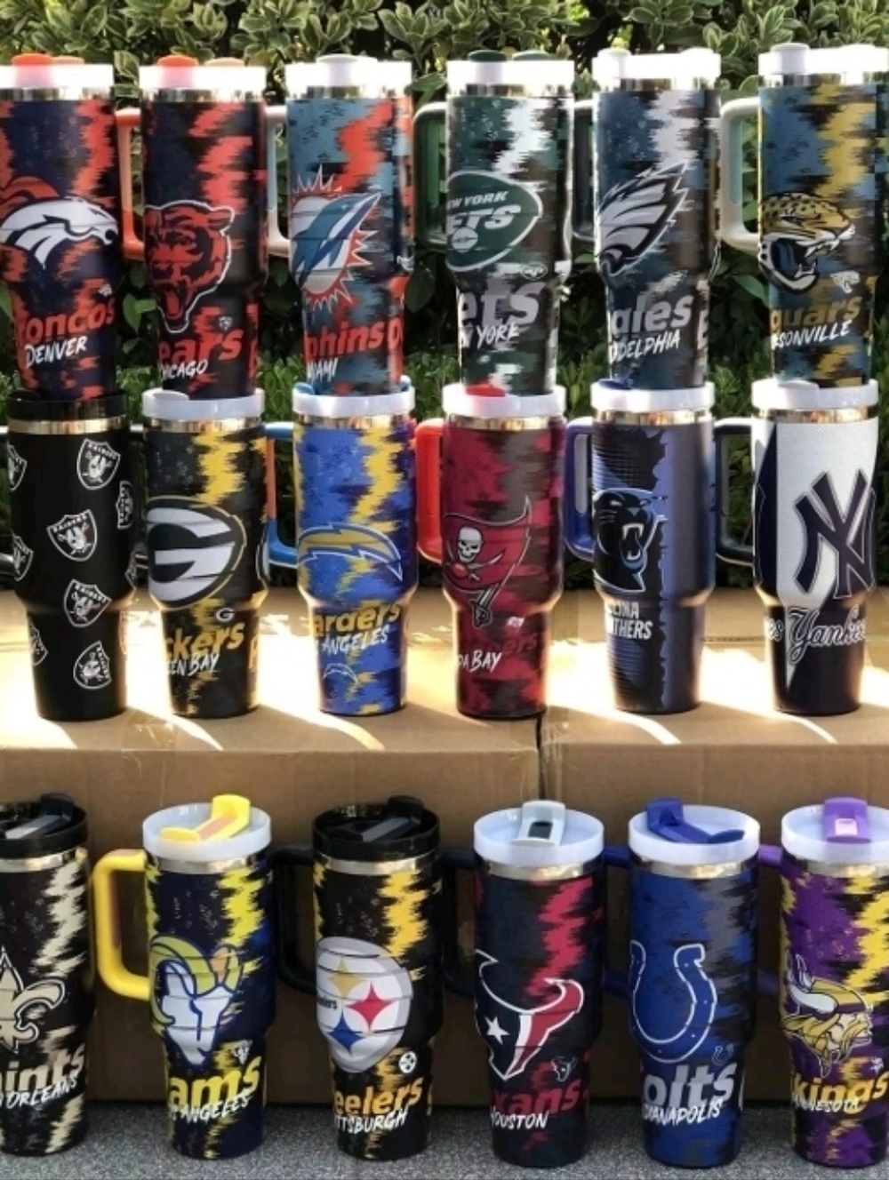 Various NFL TUMBLERS, No Cancelations, No Returns,  Please Bid Responsibly